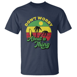 Don't Worry About A Thing Retro Caribbean Jamaica Reggae T Shirt TS02 Navy Printyourwear