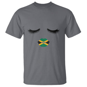 Jamaican Black Girls Eyelashes Lips Jamaica Flag Womens T Shirt TS02 Charcoal Printyourwear