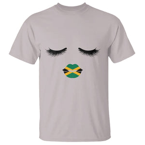 Jamaican Black Girls Eyelashes Lips Jamaica Flag Womens T Shirt TS02 Ice Gray Printyourwear