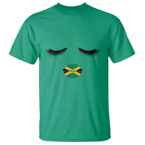 Jamaican Black Girls Eyelashes Lips Jamaica Flag Womens T Shirt TS02 Irish Green Printyourwear