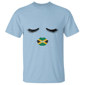 Jamaican Black Girls Eyelashes Lips Jamaica Flag Womens T Shirt TS02 Light Blue Printyourwear