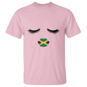 Jamaican Black Girls Eyelashes Lips Jamaica Flag Womens T Shirt TS02 Light Pink Printyourwear