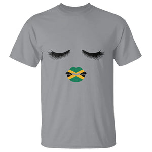 Jamaican Black Girls Eyelashes Lips Jamaica Flag Womens T Shirt TS02 Sport Gray Printyourwear