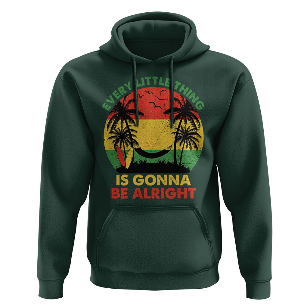 Every Little Thing Is Gonna Be Alright Retro Jamaica Reggae Hoodie TS02 Dark Forest Green Print Your Wear