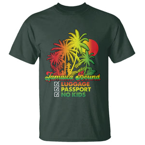 Jamaica Travel Luggage Passport No Kids Jamaican Reggae T Shirt TS02 Dark Forest Green Printyourwear