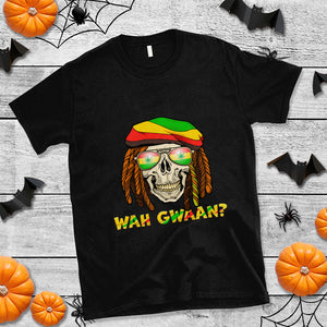 Wah Gwaan Jamaican Skull Pride Jamaica Flag Reggae Vacation T Shirt TS02 Black Printyourwear