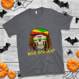 Wah Gwaan Jamaican Skull Pride Jamaica Flag Reggae Vacation T Shirt TS02 Charcoal Printyourwear