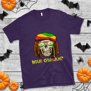 Wah Gwaan Jamaican Skull Pride Jamaica Flag Reggae Vacation T Shirt TS02 Purple Printyourwear