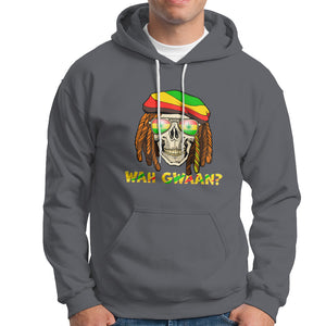 Wah Gwaan Jamaican Skull Pride Jamaica Flag Reggae Vacation Hoodie TS02 Charcoal Printyourwear