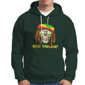 Wah Gwaan Jamaican Skull Pride Jamaica Flag Reggae Vacation Hoodie TS02 Dark Forest Green Printyourwear