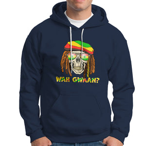 Wah Gwaan Jamaican Skull Pride Jamaica Flag Reggae Vacation Hoodie TS02 Navy Printyourwear