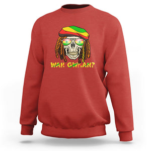 Wah Gwaan Jamaican Skull Pride Jamaica Flag Reggae Vacation Sweatshirt TS02 Red Printyourwear