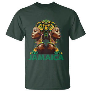 Jamaican Black Girls Melanin Queen Jamaica Flag Hair Womens T Shirt TS02 Dark Forest Green Printyourwear