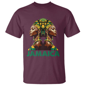 Jamaican Black Girls Melanin Queen Jamaica Flag Hair Womens T Shirt TS02 Maroon Printyourwear