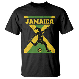 Jamaica Women Football T Shirt Jamaican Flag Girls Soccer Futbol Fan Lover TS02 Black Printyourwear