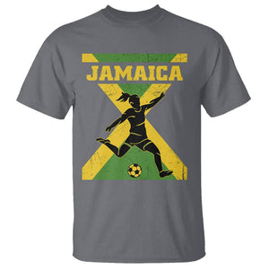 Jamaica Women Football T Shirt Jamaican Flag Girls Soccer Futbol Fan Lover TS02 Charcoal Printyourwear