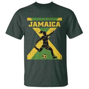 Jamaica Women Football T Shirt Jamaican Flag Girls Soccer Futbol Fan Lover TS02 Dark Forest Green Printyourwear