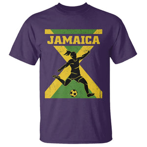 Jamaica Women Football T Shirt Jamaican Flag Girls Soccer Futbol Fan Lover TS02 Purple Printyourwear