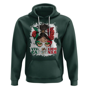 Mexican Independence Day Hoodie Viva Mexico Cabrone Messy Bun Latino Hispanic Mexican Flag TS02 Dark Forest Green Printyourwear