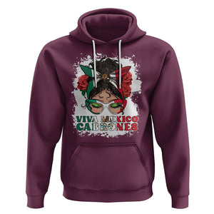 Mexican Independence Day Hoodie Viva Mexico Cabrone Messy Bun Latino Hispanic Mexican Flag TS02 Maroon Printyourwear