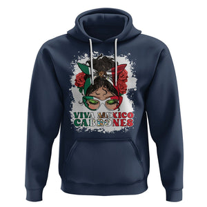 Mexican Independence Day Hoodie Viva Mexico Cabrone Messy Bun Latino Hispanic Mexican Flag TS02 Navy Printyourwear