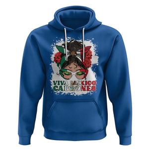 Mexican Independence Day Hoodie Viva Mexico Cabrone Messy Bun Latino Hispanic Mexican Flag TS02 Royal Blue Printyourwear