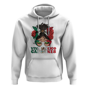 Mexican Independence Day Hoodie Viva Mexico Cabrone Messy Bun Latino Hispanic Mexican Flag TS02 White Printyourwear