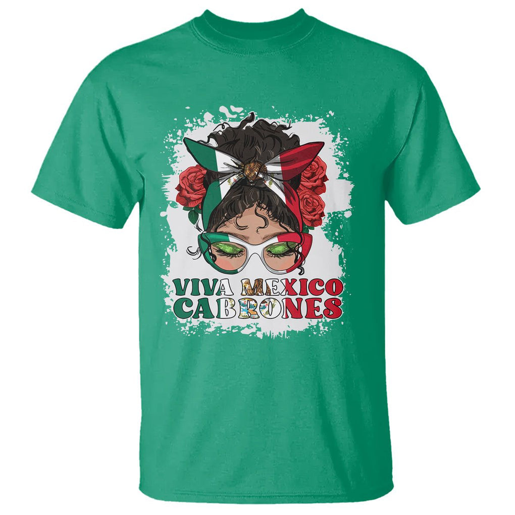 Mexican Independence Day T Shirt Viva Mexico Cabrone Messy Bun Latino Hispanic Mexican Flag TS02 Irish Green Printyourwear