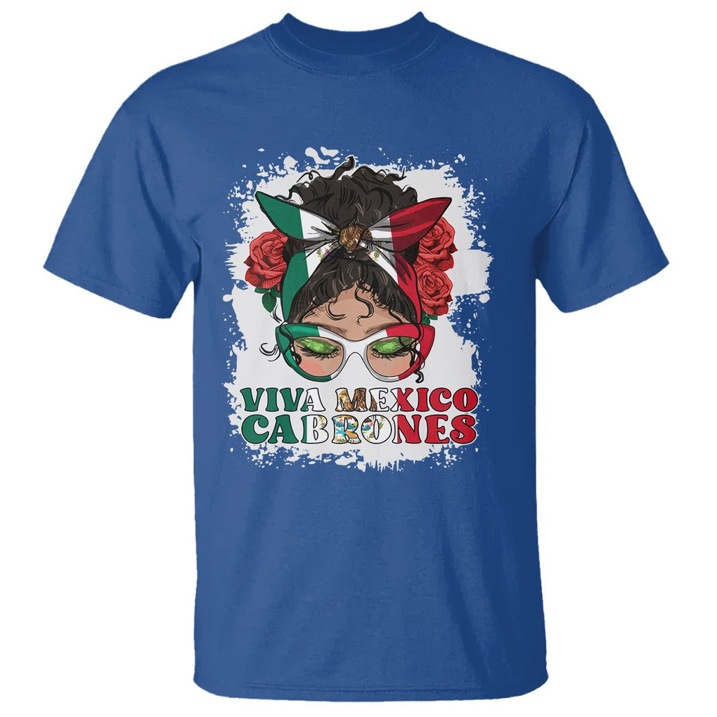 Mexican Independence Day T Shirt Viva Mexico Cabrone Messy Bun Latino Hispanic Mexican Flag TS02 Royal Blue Printyourwear