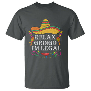 Mexican Independence Day T Shirt Relax Gringo I'm Legal Viva Mexico Flag Latino Hispanic TS02 Dark Heather Printyourwear