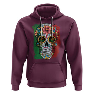 Sugar Skull Mexican Flag Hoodie Viva Mexico Hispanic Heritage Month TS02 Maroon Printyourwear