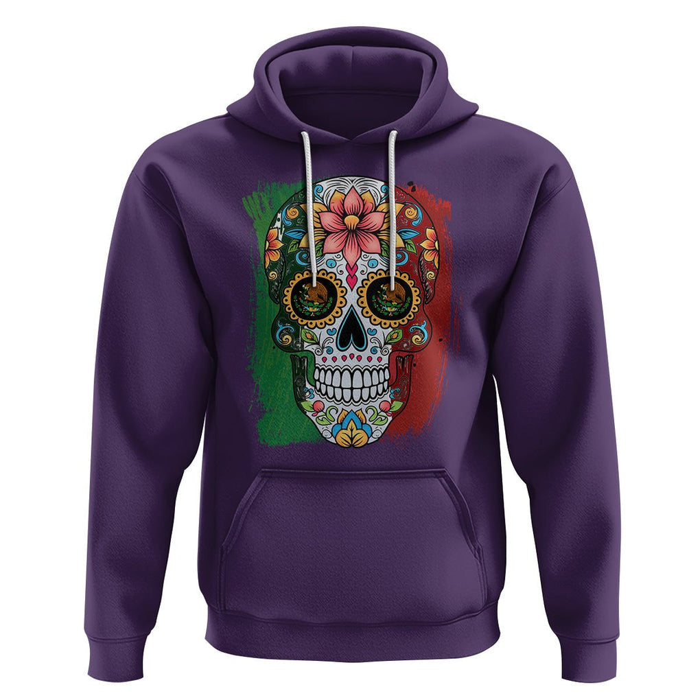 Sugar Skull Mexican Flag Hoodie Viva Mexico Hispanic Heritage Month TS02 Purple Printyourwear