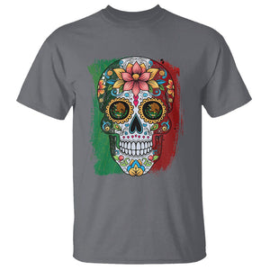 Sugar Skull Mexican Flag T Shirt Viva Mexico Hispanic Heritage Month TS02 Charcoal Printyourwear