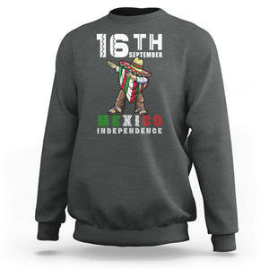 Mexican Independence Day Sweatshirt Dabbing Celebrate 16th September Viva Mexico Latino Hispanic Heritage TS02 Dark Heather Printyourwear