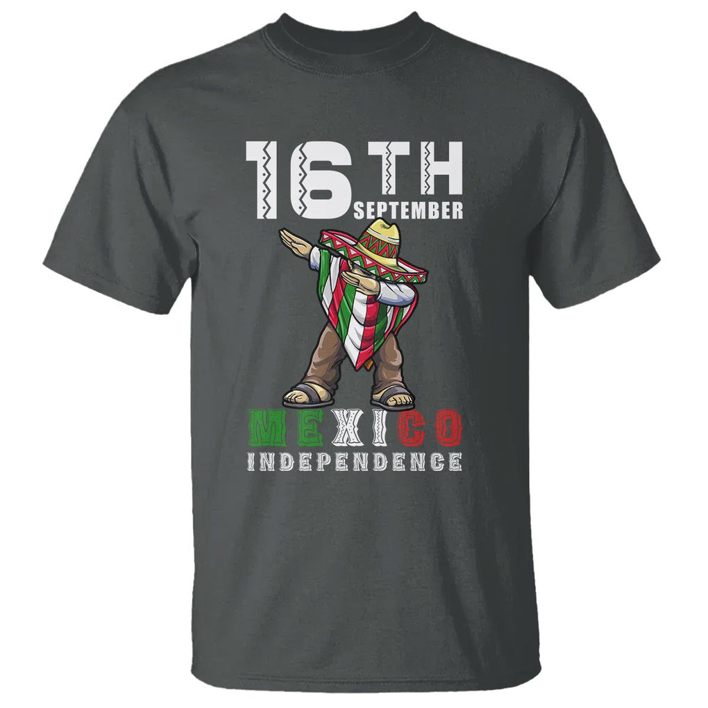 Mexican Independence Day T Shirt Dabbing Celebrate 16th September Viva Mexico Latino Hispanic Heritage TS02 Dark Heather Printyourwear