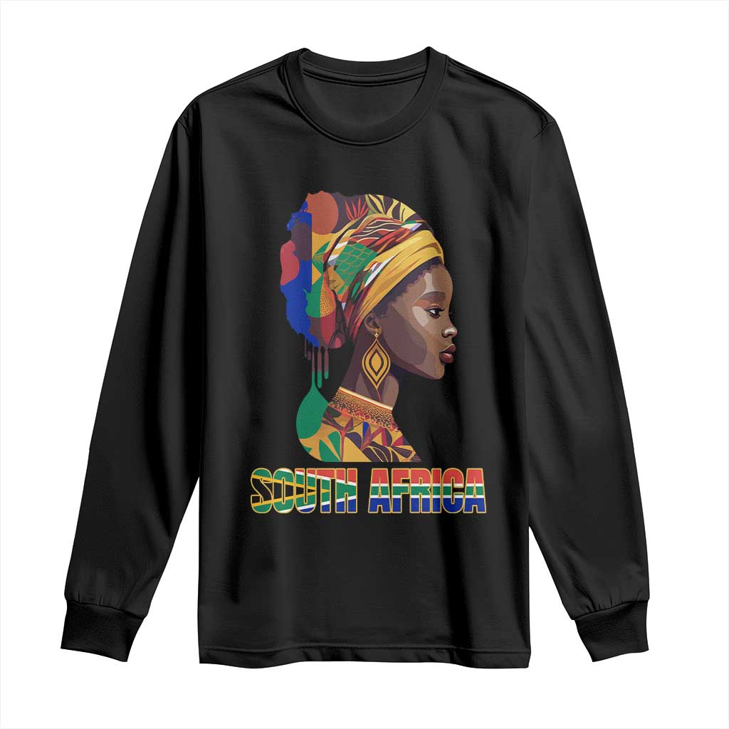 South Africa Pride Long Sleeve Shirt Black African Woman TS02 Black Print Your Wear