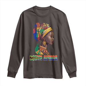 South Africa Pride Long Sleeve Shirt Black African Woman TS02 Dark Chocolate Print Your Wear