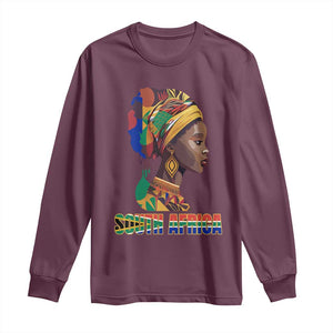 South Africa Pride Long Sleeve Shirt Black African Woman TS02 Maroon Print Your Wear