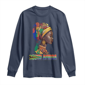 South Africa Pride Long Sleeve Shirt Black African Woman TS02 Navy Print Your Wear