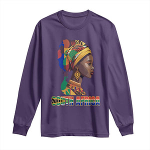 South Africa Pride Long Sleeve Shirt Black African Woman TS02 Purple Print Your Wear