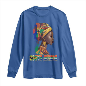 South Africa Pride Long Sleeve Shirt Black African Woman TS02 Royal Blue Print Your Wear