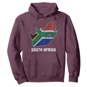 South Africa Pride Hoodie South African Flag Map TS02 Maroon Printyourwear