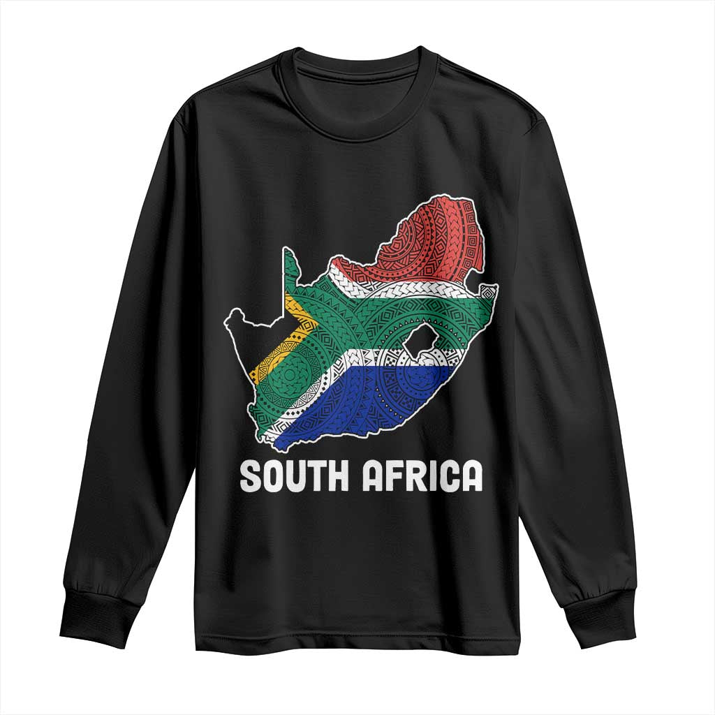 South Africa Pride Long Sleeve Shirt South African Flag Map TS02 Black Print Your Wear