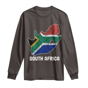 South Africa Pride Long Sleeve Shirt South African Flag Map TS02 Dark Chocolate Print Your Wear