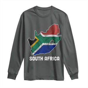 South Africa Pride Long Sleeve Shirt South African Flag Map TS02 Dark Heather Print Your Wear