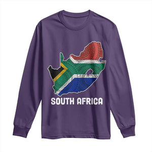 South Africa Pride Long Sleeve Shirt South African Flag Map TS02 Purple Print Your Wear