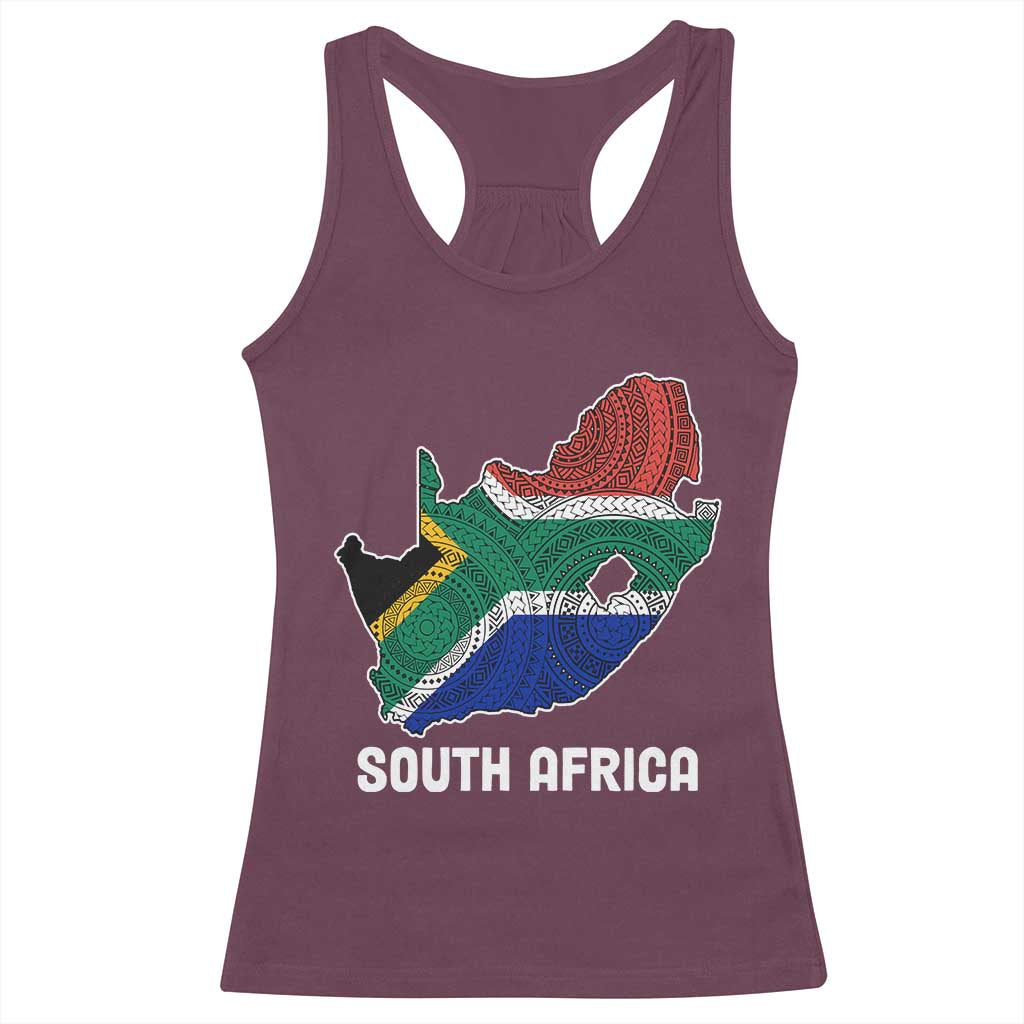 South Africa Pride Racerback Tank Top South African Flag Map TS02 Maroon Print Your Wear