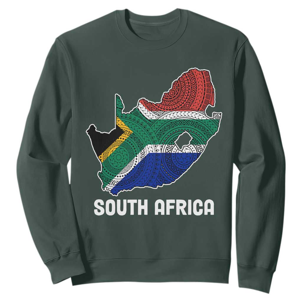 South Africa Pride Sweatshirt South African Flag Map TS02 Dark Forest Green Printyourwear