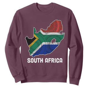 South Africa Pride Sweatshirt South African Flag Map TS02 Maroon Printyourwear