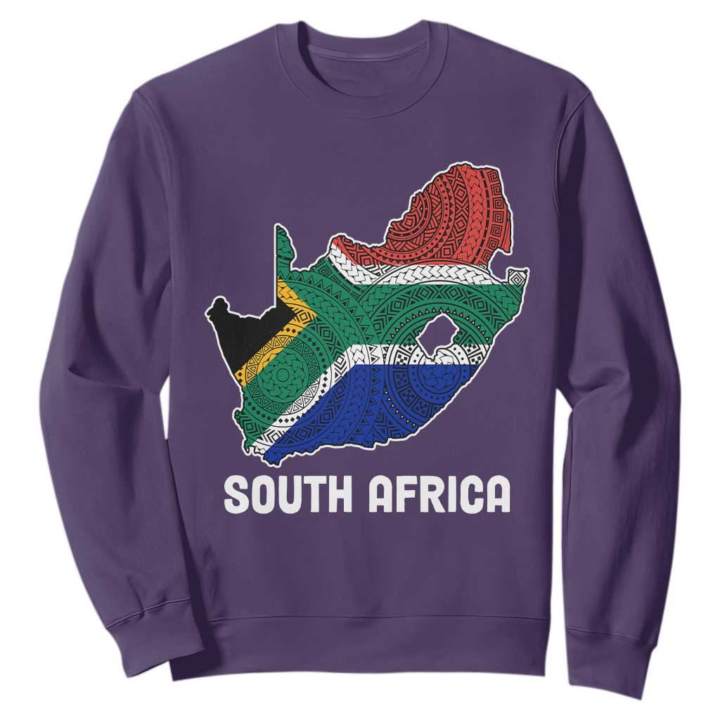 South Africa Pride Sweatshirt South African Flag Map TS02 Purple Printyourwear